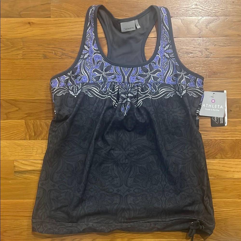 Athleta Women's Black and Purple Tank Top